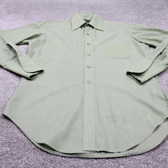 Vintage Sears Best Dress Shirt Mens 15 1/2, 33 Green Perma-Prest Poly/Cotton L/S - Picture 3 of 15